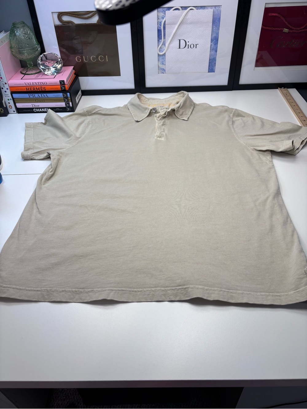 True Grit Original Utility Men’s Light Beige 100% Pique Cotton Polo Shirt VGC  L